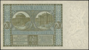 20 zlatých, 1.3.1926; séria X, číslovanie 0031344; Luco...