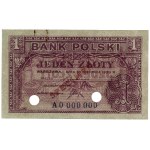 1 oro, 15.08.1939; serie A, numerazione 0000000, rosso...