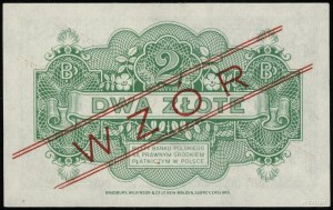 2 zloty, 15.08.1939; series A, numbering 1234567, red....