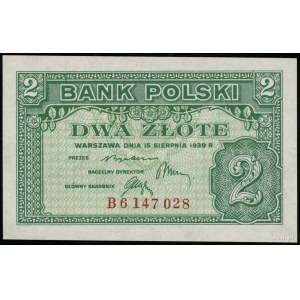 2 zloty, 15.08.1939; series B, numbering 6147028; Lucow ...