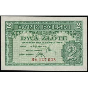 2 złote, 15.08.1939; seria B, numeracja 6147028; Lucow ...