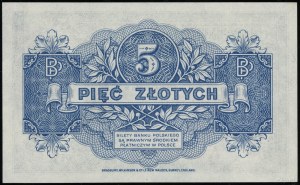 5 zlatých, 15.08.1939; série A, číslování 2223107; Luco...