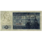 20 złotych, 15.08.1939; seria A, numeracja 000000, papi...