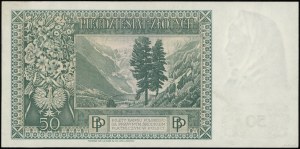 50 zlotys, 15.08.1939 ; série A, numérotation 000000, no...