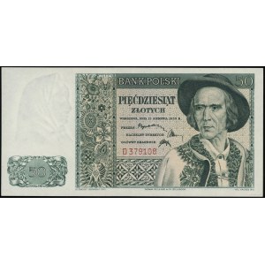 50 zloty, 15.08.1939; series D, numbering 379108; Luco...