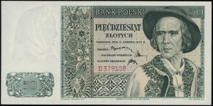 50 zlatých, 15.08.1939; série D, číslování 379108; Luco...