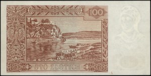 100 zlotých, 15.08.1939; séria H, číslovanie 000000, na ...