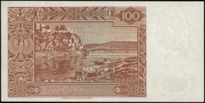 100 zlotys, 15.08.1939 ; série J, numérotation 000000, sur ...