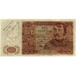 100 Zloty, 15.08.1939; Serie J, Nummerierung 000000, auf ...