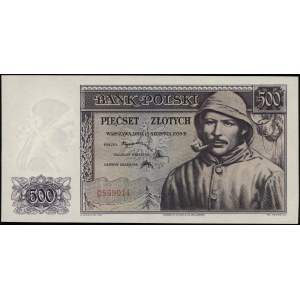 500 zlatých, 15.08.1939; séria C, číslovanie 599014; Luc...