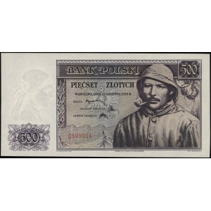500 złotych, 15.08.1939; seria C, numeracja 599014; Luc...