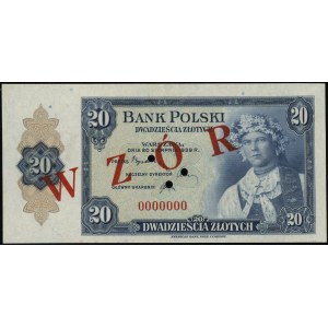 20 gold, 20.08.1939; numbering 0000000, red over...