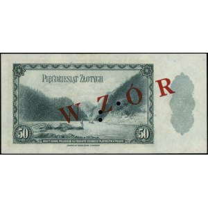 50 zloty, 20.08.1939; numbering 0000000, red over...
