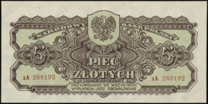 5 złotych, 1944; w kluazuli OBOWIĄZKOWE, seria zastępcz...