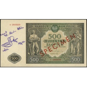 500 złotych, 15.01.1946; seria A, numeracja 0000000; cz...