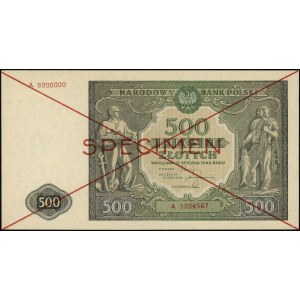 500 zloty ; 15.01.1946 ; série A, numéro 8900000 / 1...