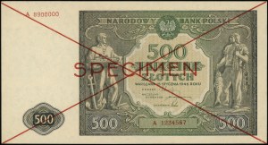 500 zlotých; 15.01.1946; série A, číslování 8900000 / 1...