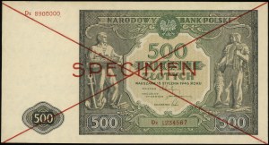 500 złotych, 15.01.1946; seria zastępcza Dz, numeracja ...