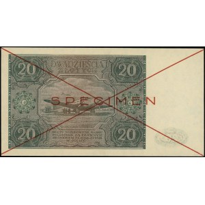 20 zloty, 15.05.1946; series A, numbering 1234567, two...