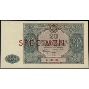 20 zloty, 15.05.1946; B series, numbering 0000000, pos...