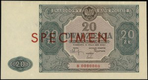 20 złotych, 15.05.1946; seria B, numeracja 0000000, poz...