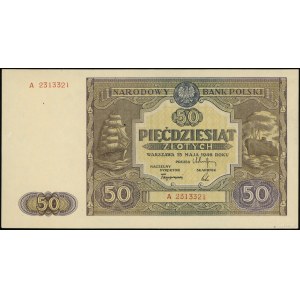 50 złotych, 15.05.1946; seria A, numeracja 231332; Luco...