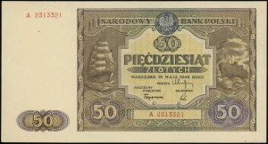50 zloty, 15.05.1946; series A, numbering 231332; Luco...