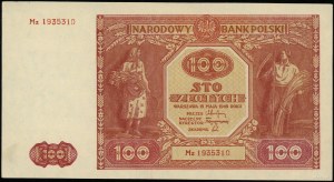 100 zloty, 15.05.1946 ; série de remplacement Mz, numérotation ...