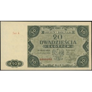 20 oro, 15.07.1947; serie A, numerazione 0000000; Luc...