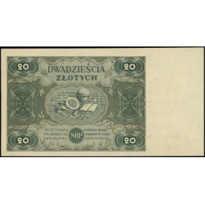 20 złotych, 15.07.1947; seria A, numeracja 0000000; Luc...