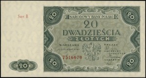 20 zlatých, 15.07.1947; séria B, číslo 7516670; Luc...