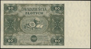 20 złotych, 15.07.1947; seria B, numeracja 7516670; Luc...