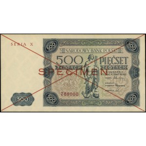 500 złotych, 15.07.1947; seria X, numeracja 789000, cze...