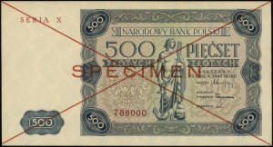 500 złotych, 15.07.1947; seria X, numeracja 789000, cze...