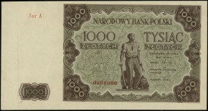 1,000 zloty, 15.07.1947; series A, numbering 0000000; ...