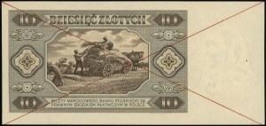 10 zlatých, 1.07.1948; série D, číslování 0000000, červená...