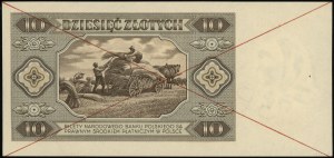 10 złotych, 1.07.1948; seria D, numeracja 0000000, czer...