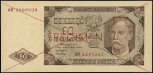 10 zloty, 1.07.1948; AD series, numbering 8900000 / 12...