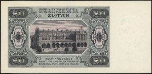 20 zloty, 1.07.1948; CE series, numbering 0000000 / 51....