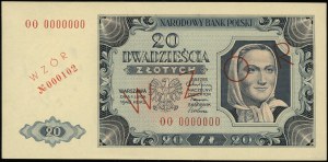 20 zlatých, 1.07.1948; série OO, číslování 0000000, přidat...