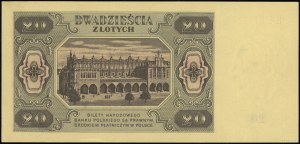 20 złotych, 1.07.1948; seria HM, numeracja 9702279, pap...