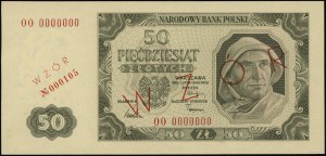 50 zloty, 1.07.1948 ; série OO, numérotation 0000000, ajout...