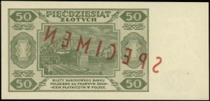 50 zlatých, 1.7.1948; séria A 1234567 / 8901234, červená...