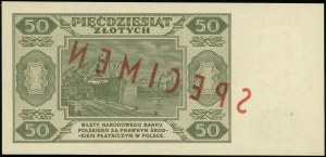 50 zloty, 1.07.1948; series A 1234567 / 8901234, red....