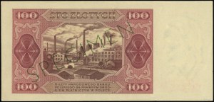 100 zlotých, 1.7.1948; séria OO, číslovanie 0000000, do...