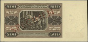 500 złotych, 1.07.1948; seria OO, numeracja 0000000, do...