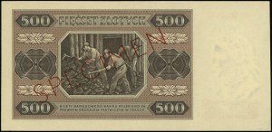 500 zloty, 1.07.1948; OO series, numbering 0000000, to...