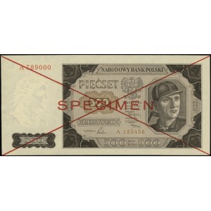 500 złotych, 1.07.1948; seria A 789000 / A 123465, czer...