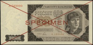 500 zloty, 1.07.1948; series A 789000 / A 123465, red....