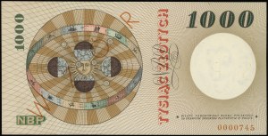1,000 zloty, 29.10.1965; series A, numbering 0000000, ...